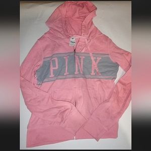 Victoria's Secret PINK Full Zip Logo Hoodie Sweatshirt Size Small